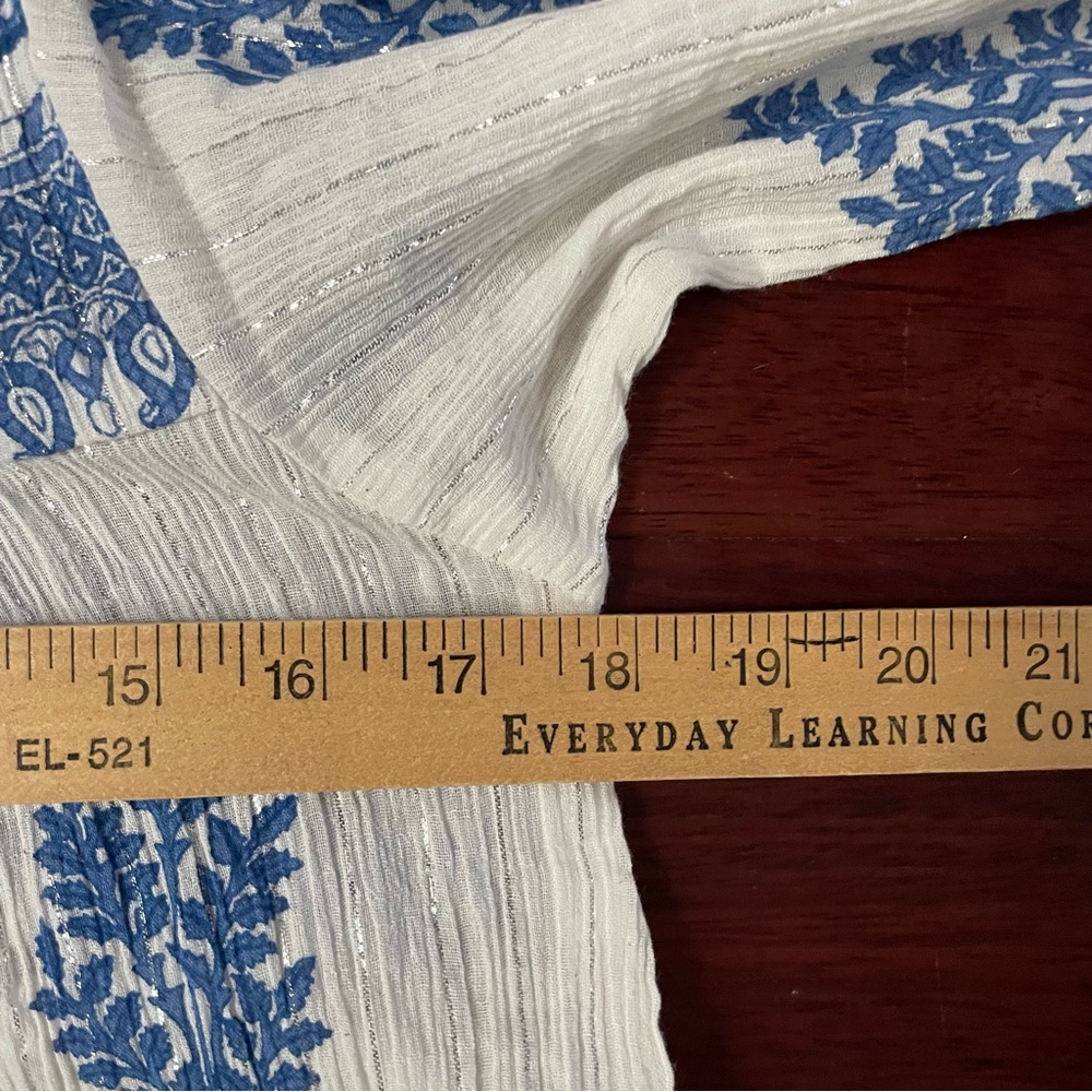 Daughters of India Mishka Dress Boho Feminine Romantic Ethical Blue White S B41 - Picture 12 of 14